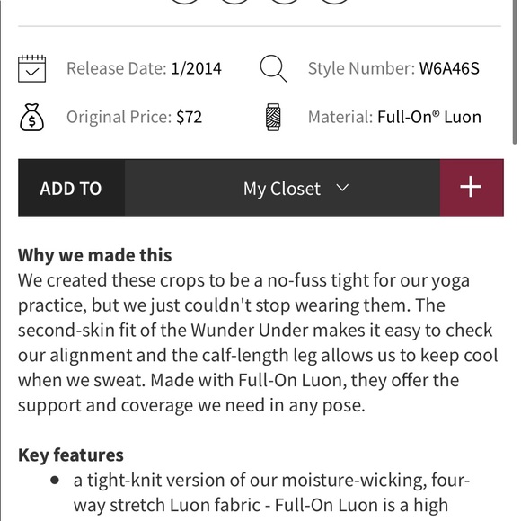 Lululemon wunder under crop - Picture 7 of 14